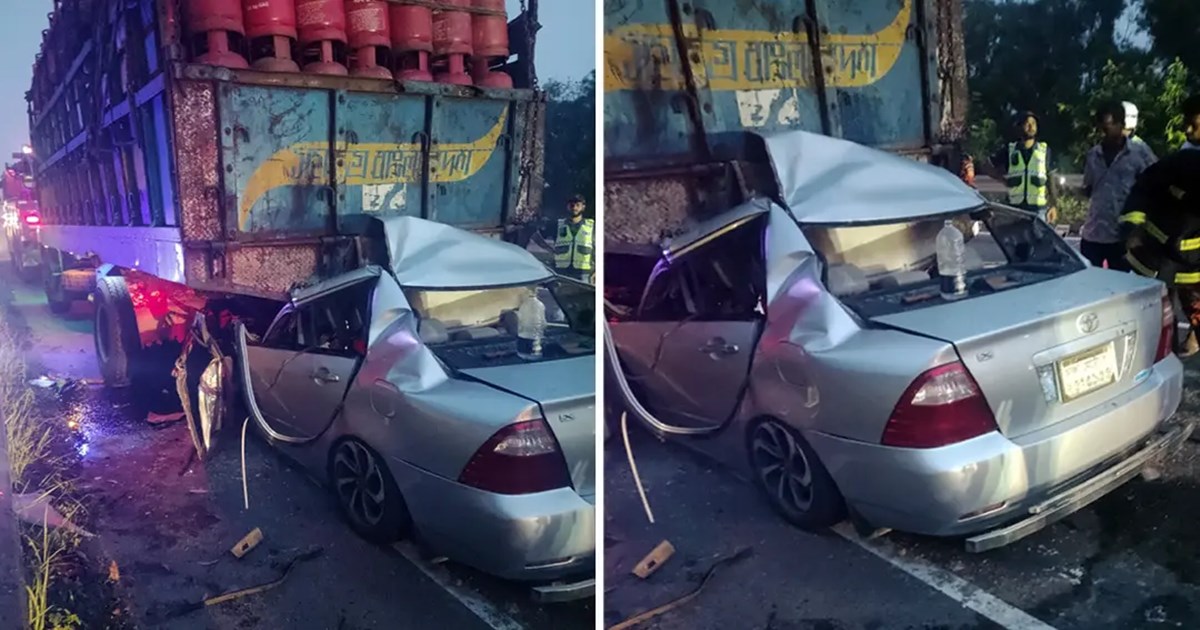 দাঁড়িয়ে থাকা ট্রাকে প্রাইভেটকারের ধাক্কা, নারীসহ নিহত ৫